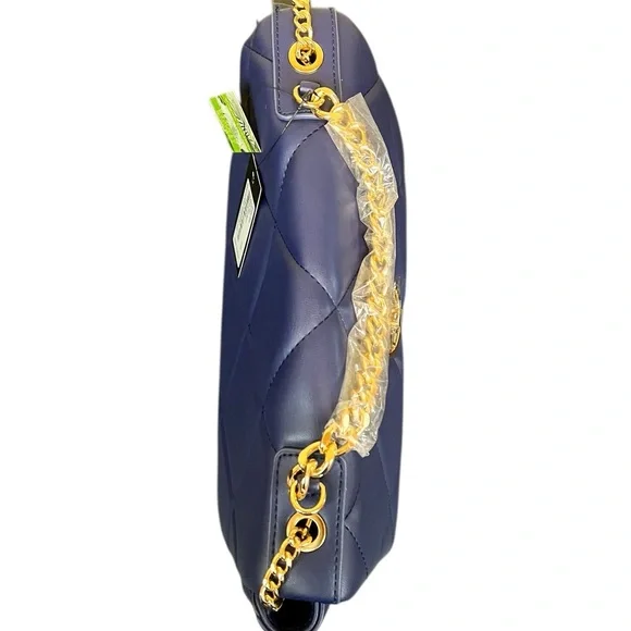 Badgley Mischka Blue Quilted Chain Shoulder Bag NWT Vegan Leather Shoulder Bags